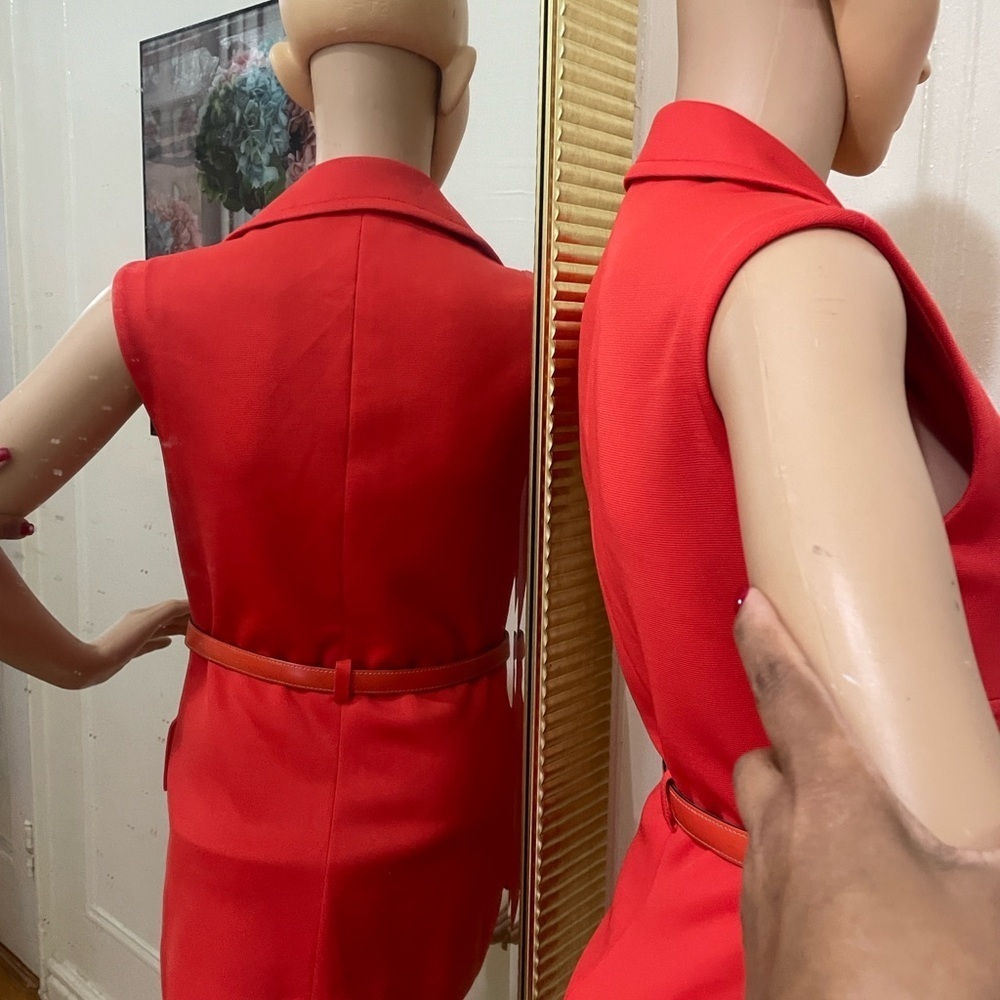 Kimbely Red vintage Sleeveless Button-Up Vest with Belt - Picture 13 of 15